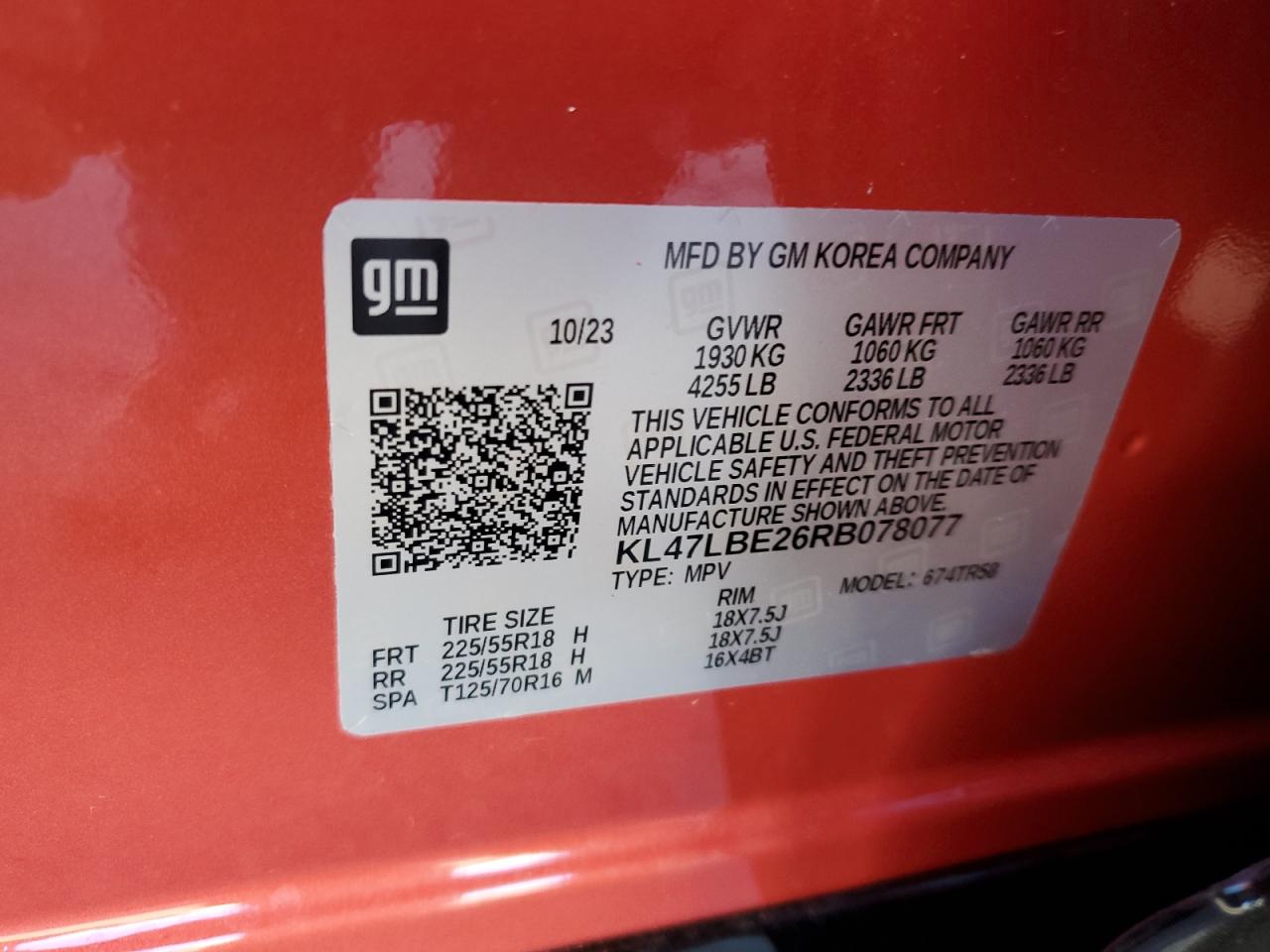 2024 BUICK ENVISTA SPORT TOURING VIN:KL47LBE26RB078077