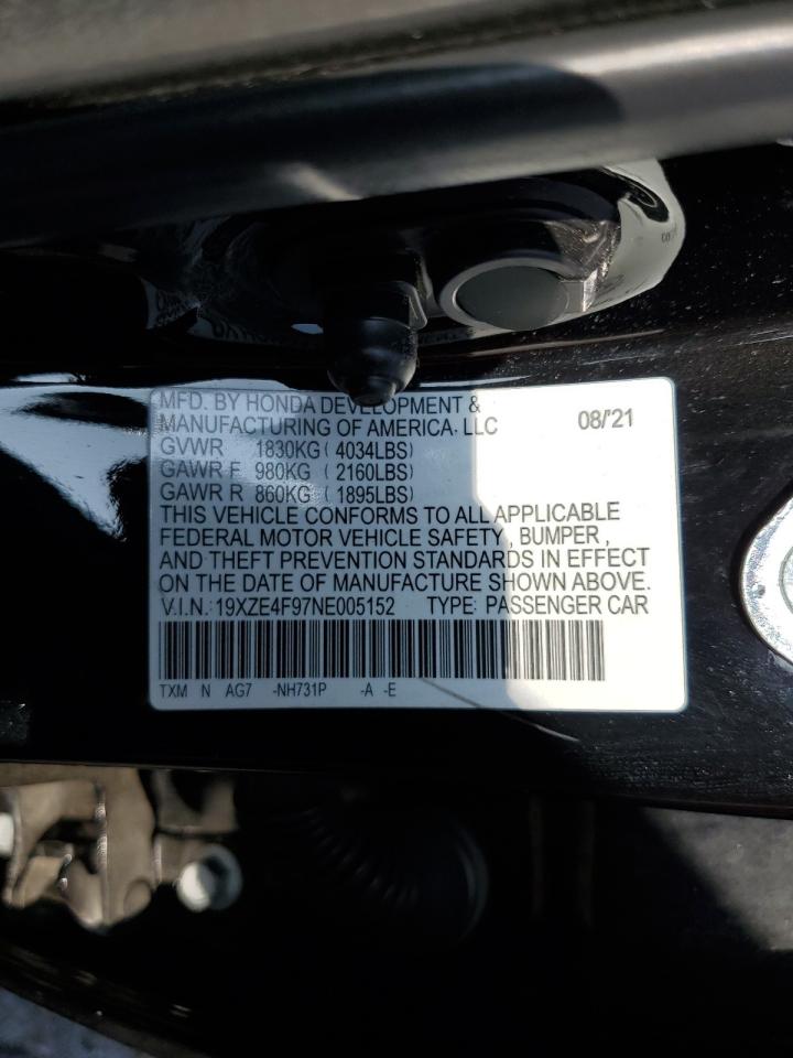 2022 HONDA INSIGHT TOURING VIN:19XZE4F97NE005152