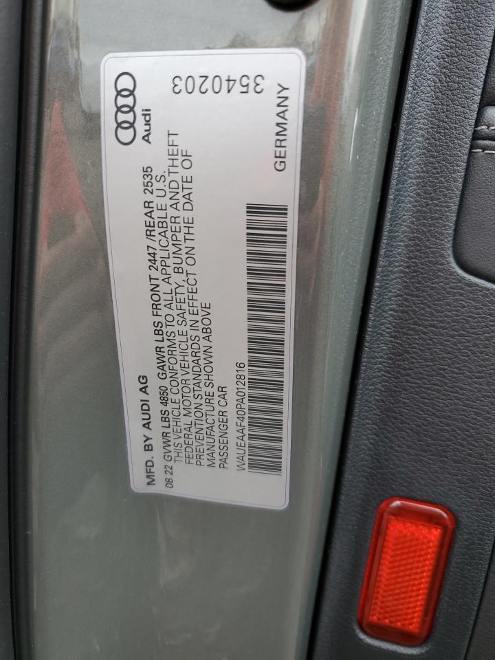 2023 AUDI A4 PREMIUM PLUS 45 VIN:WAUEAAF40PA012816