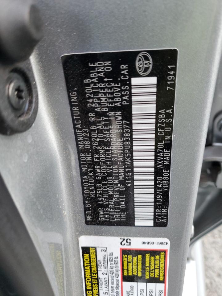 2023 TOYOTA CAMRY SE NIGHT SHADE VIN:4T1G11AK5PU838377