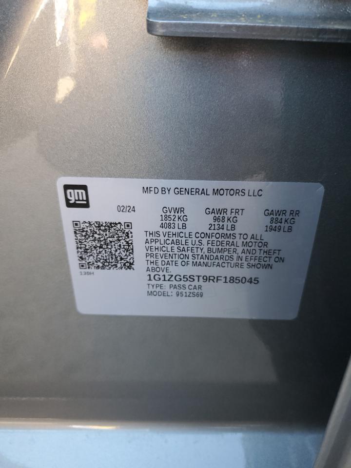 2024 CHEVROLET MALIBU RS VIN:1G1ZG5ST9RF185045