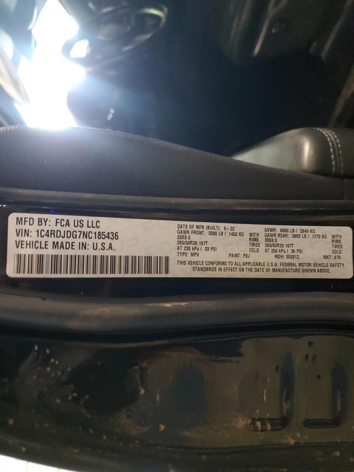 2022 DODGE DURANGO GT VIN:1C4RDJDG7NC185436