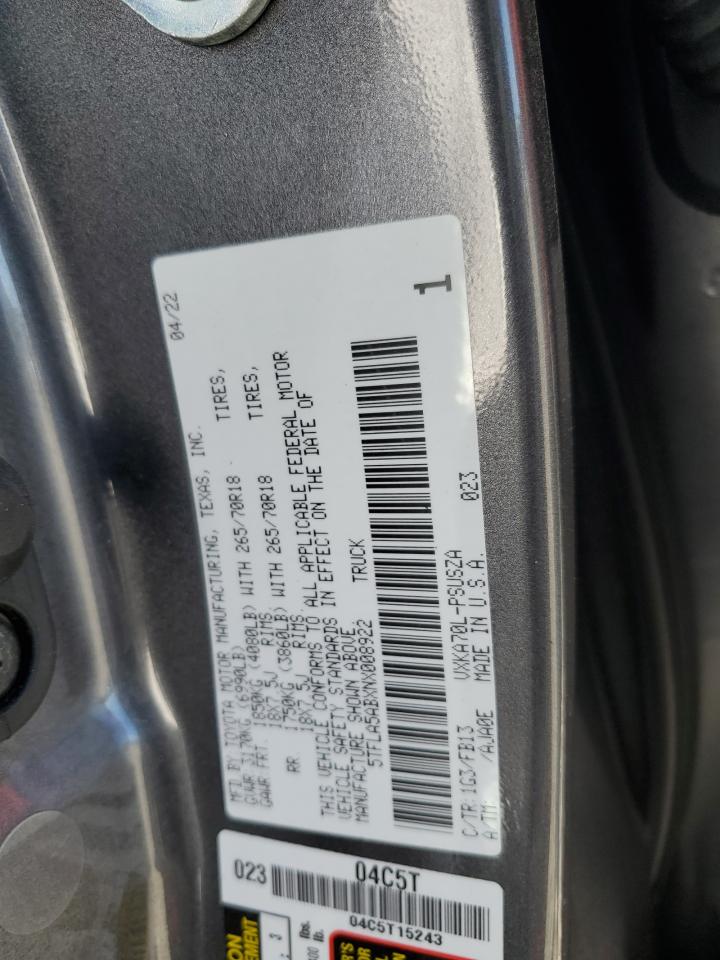 2022 TOYOTA TUNDRA CREWMAX SR VIN:5TFLA5ABXNX008922