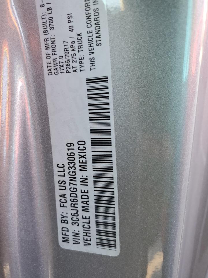 2022 RAM 1500 CLASSIC TRADESMAN VIN:3C6JR6DG7NG330619