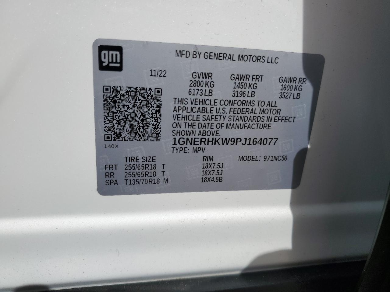 2023 CHEVROLET TRAVERSE LT VIN:1GNERHKW9PJ164077