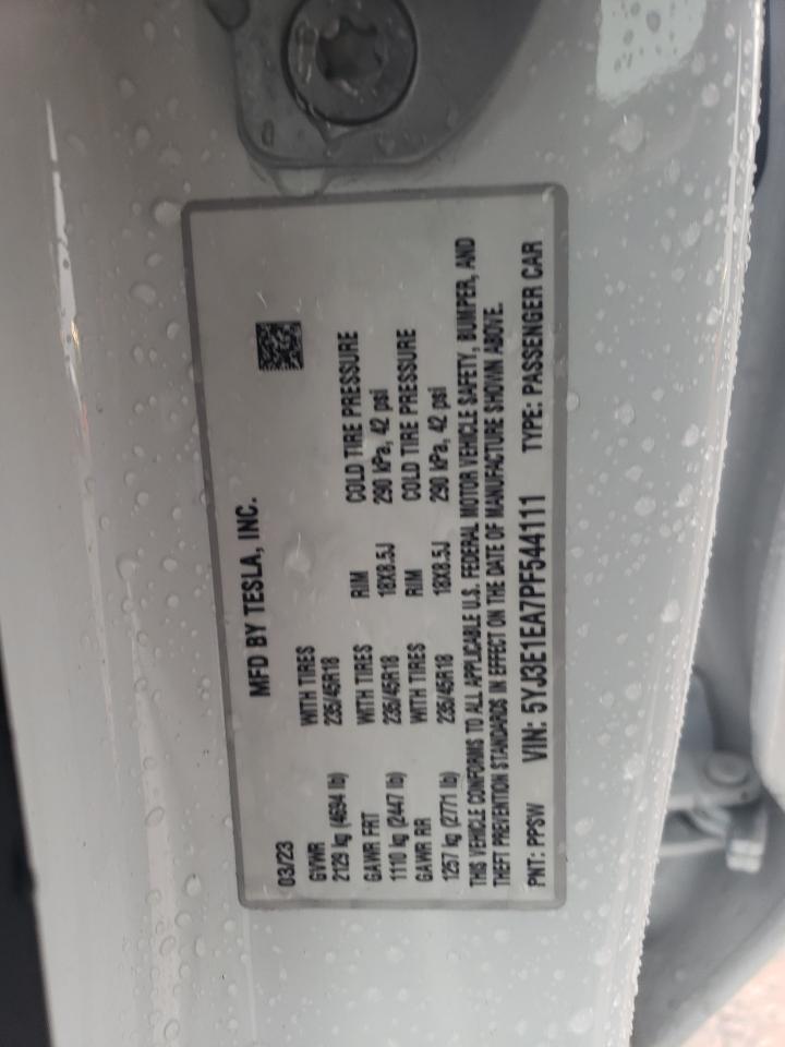 2023 TESLA MODEL 3 VIN:5YJ3E1EA7PF544111