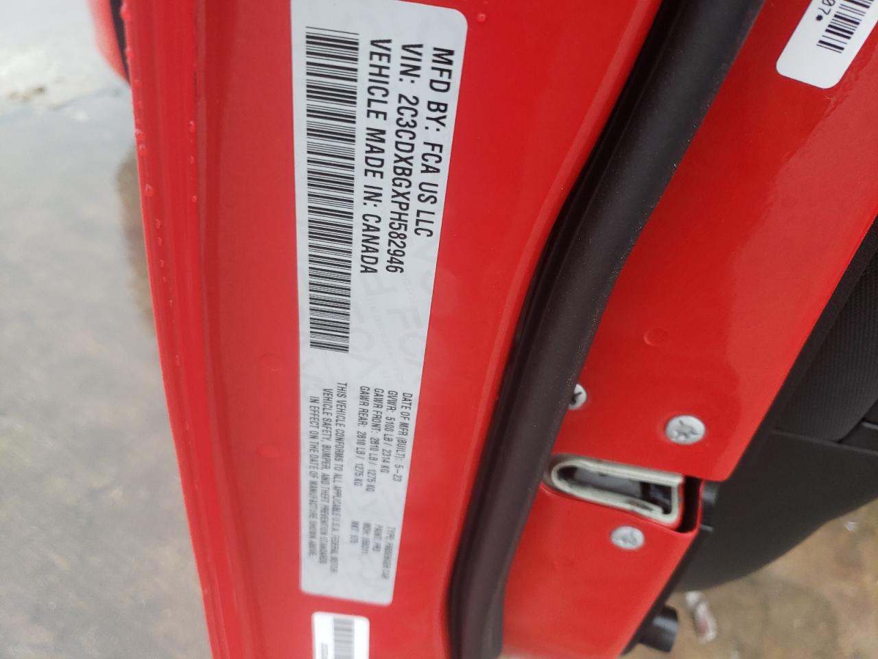 2023 DODGE CHARGER SXT VIN:2C3CDXBGXPH582946