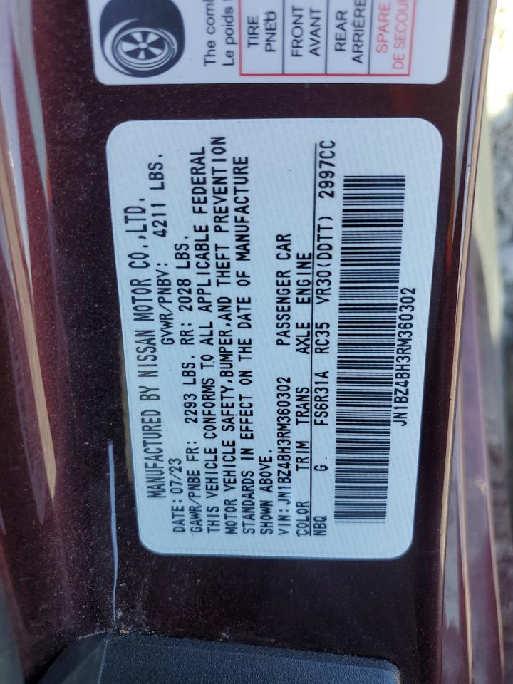 2024 NISSAN Z PERFORMANCE VIN:JN1BZ4BH3RM360302