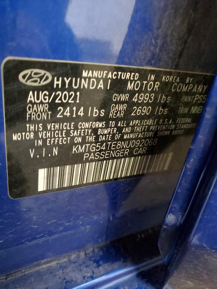 2022 GENESIS G70 BASE VIN:KMTG54TE8NU092068