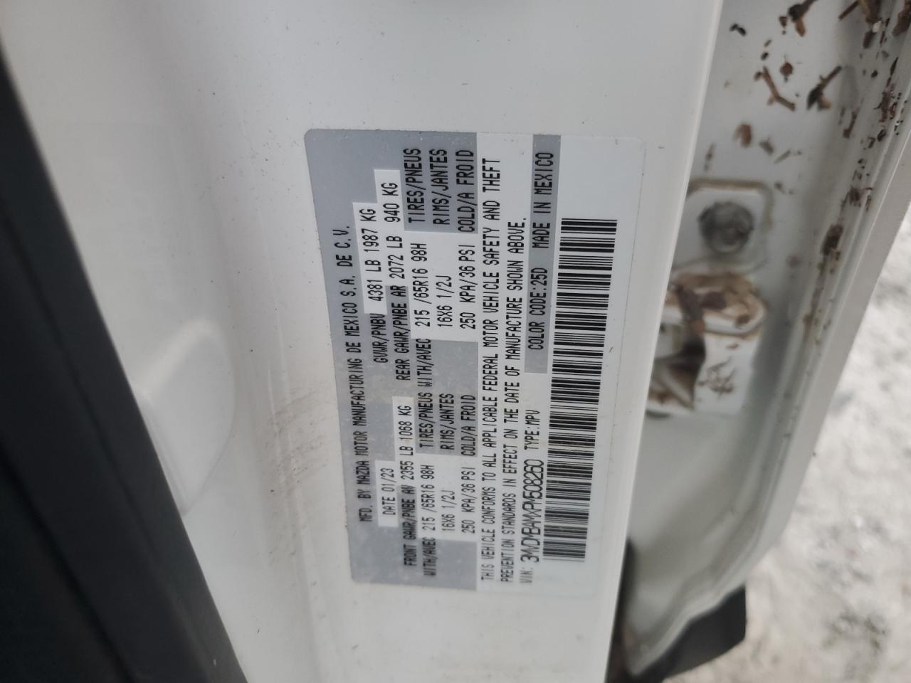 2023 MAZDA CX-30 VIN:3MVDMBAMXPM508260