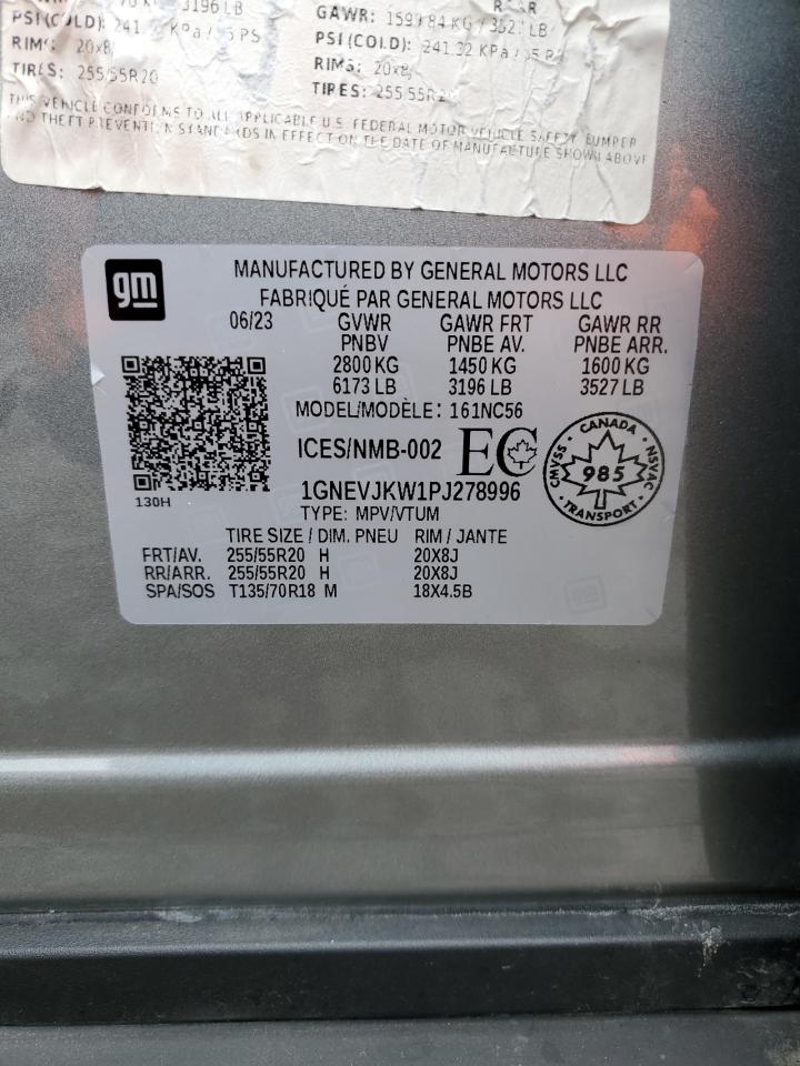 2023 CHEVROLET TRAVERSE RS VIN:1GNEVJKW1PJ278996