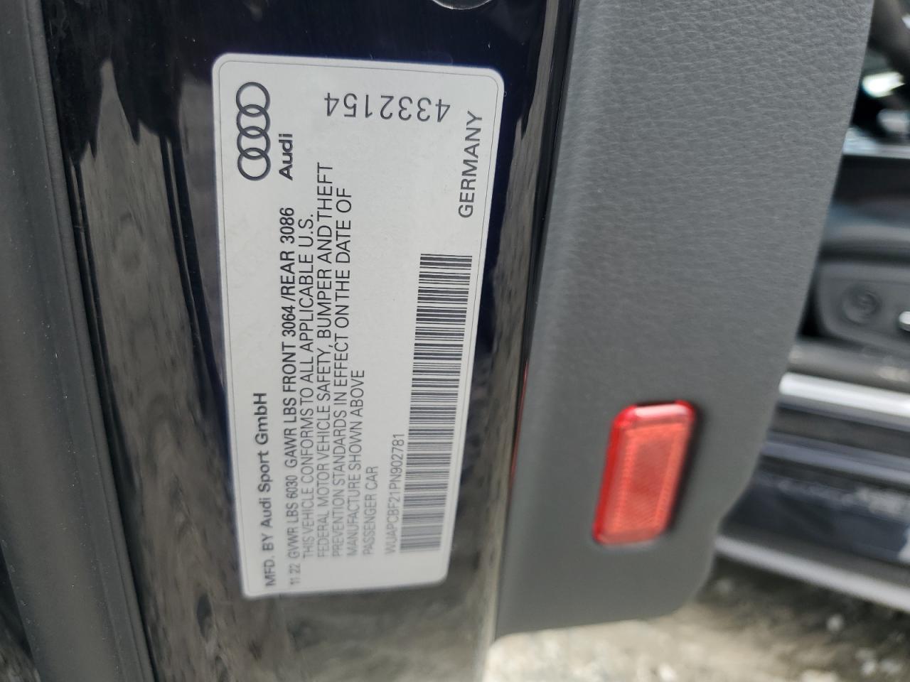 2023 AUDI RS7 VIN:WUAPCBF21PN902781