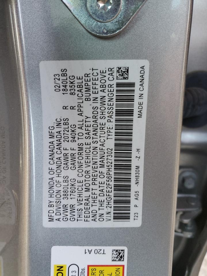 2023 HONDA CIVIC SPORT VIN:2HGFE2F56PH527302