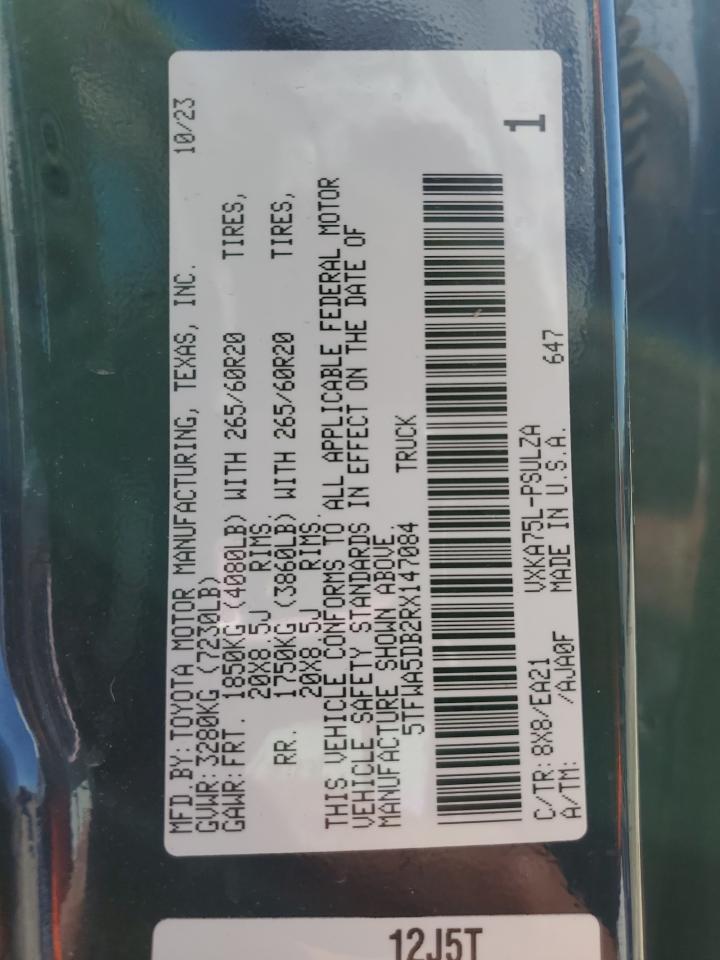 2024 TOYOTA TUNDRA CREWMAX LIMITED VIN:5TFWA5DB2RX147084