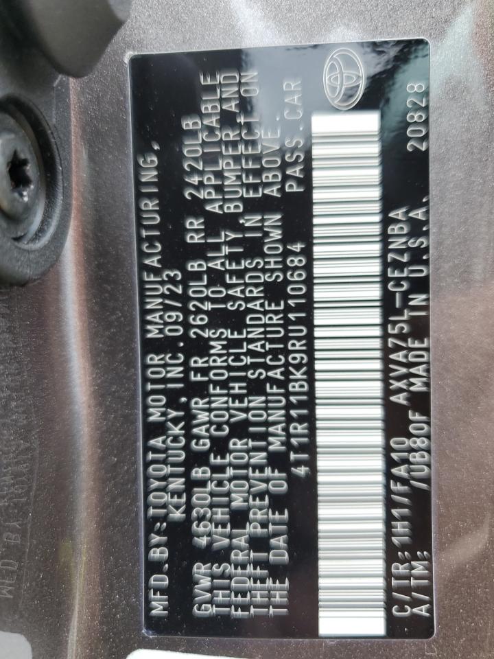 2024 TOYOTA CAMRY LE VIN:4T1R11BK9RU110684