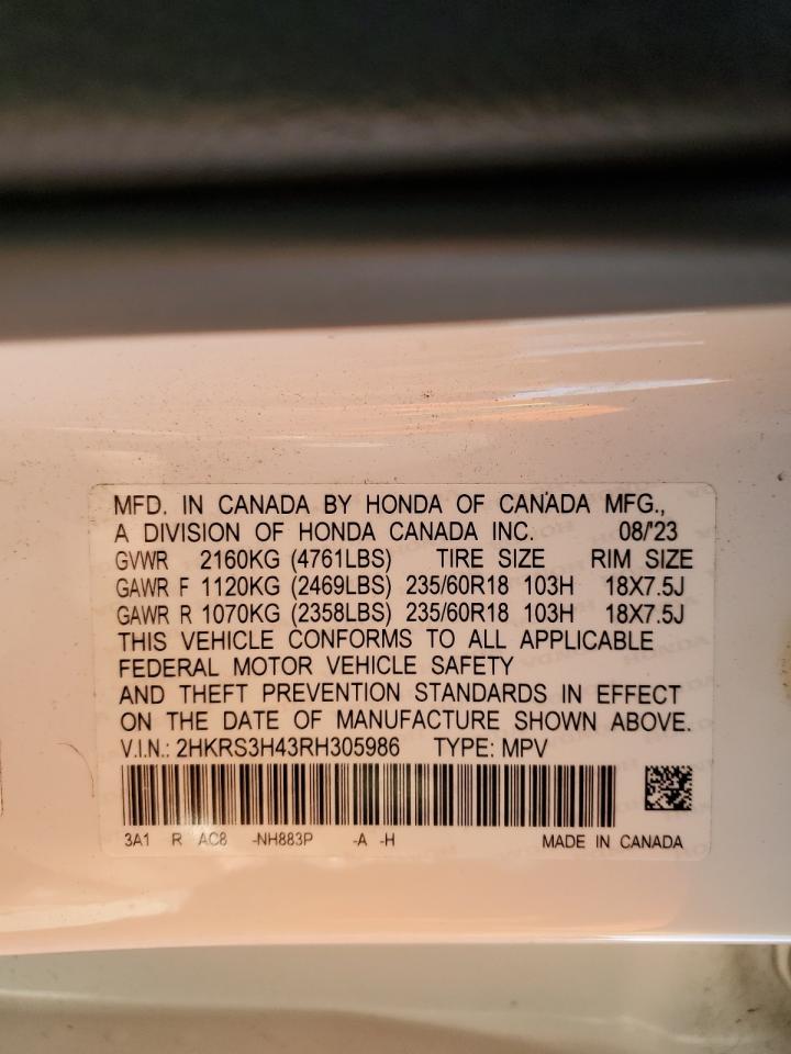 2024 HONDA CR-V EX VIN:2HKRS3H43RH305986