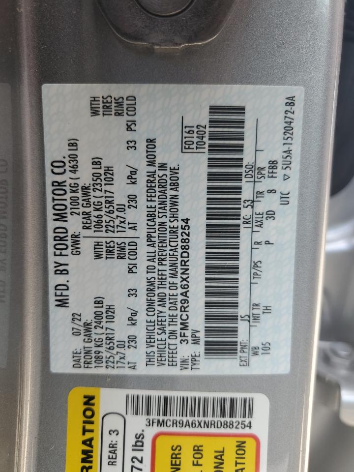 2022 FORD BRONCO SPORT VIN:3FMCR9A6XNRD88254