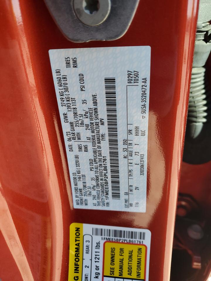 2023 FORD BRONCO BASE VIN:1FMEE5BP2PLB61761