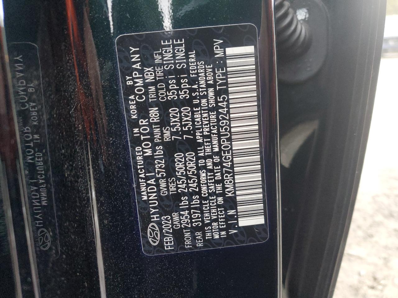2023 HYUNDAI PALISADE CALLIGRAPHY VIN:KM8R74GE0PU592445