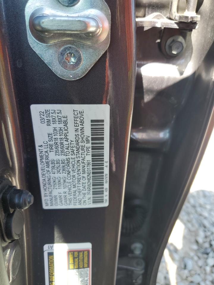 2022 HONDA CR-V EXL VIN:7FARW2H82NE017861