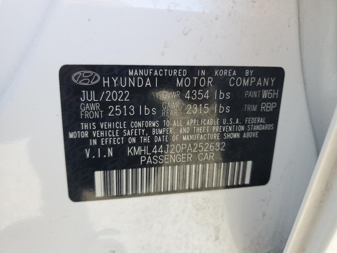 2023 HYUNDAI SONATA SEL PLUS VIN:KMHL44J20PA252632