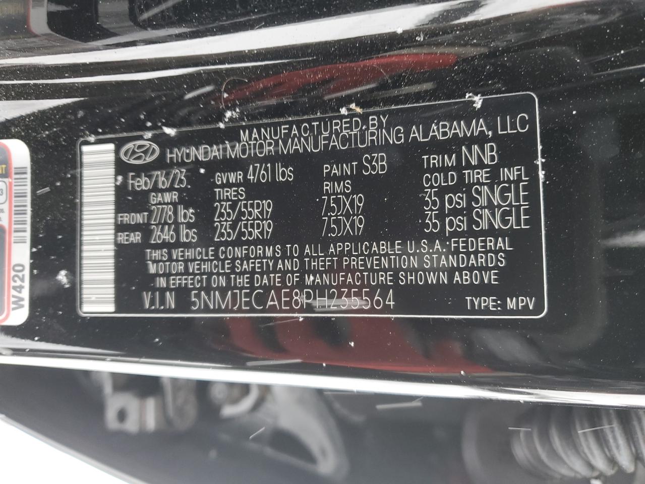 2023 HYUNDAI TUCSON LIMITED VIN:5NMJECAE8PH235564