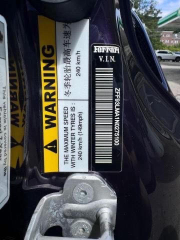 2022 FERRARI F8 SPIDER VIN:ZFF93LMA1N0275100