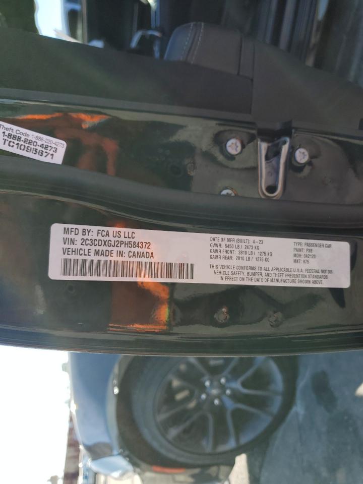 2023 DODGE CHARGER SCAT PACK VIN:2C3CDXGJ2PH584372