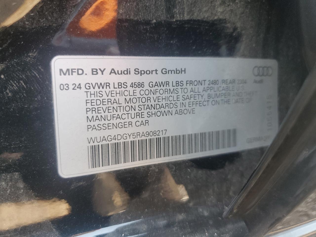 2024 AUDI RS3 VIN:WUAG4DGY5RA908217