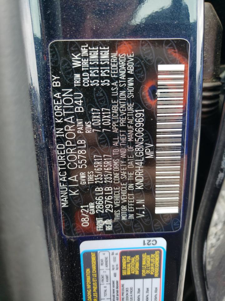 2022 KIA SORENTO EX VIN:KNDRH4LG8N5069691
