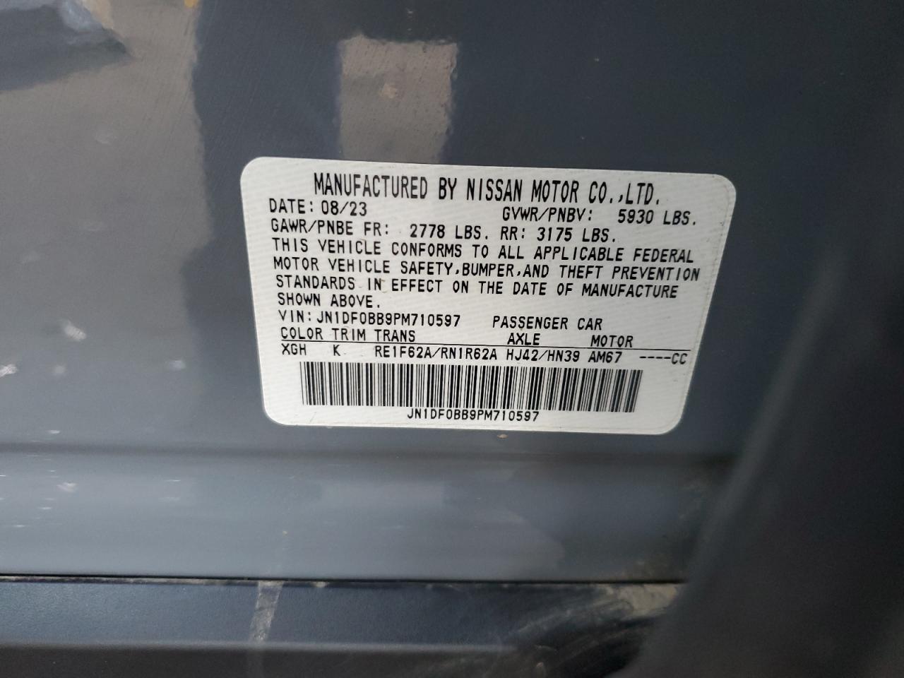 2023 NISSAN ARIYA EVOLVE+ VIN:JN1DF0BB9PM710597