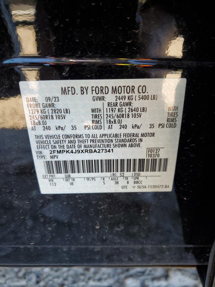 2024 FORD EDGE SEL VIN:2FMPK4J9XRBA27341