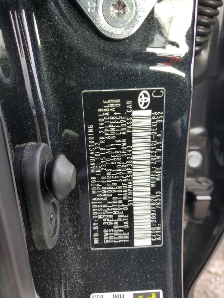 2022 TOYOTA COROLLA LE VIN:5YFHPMAE5NP382443