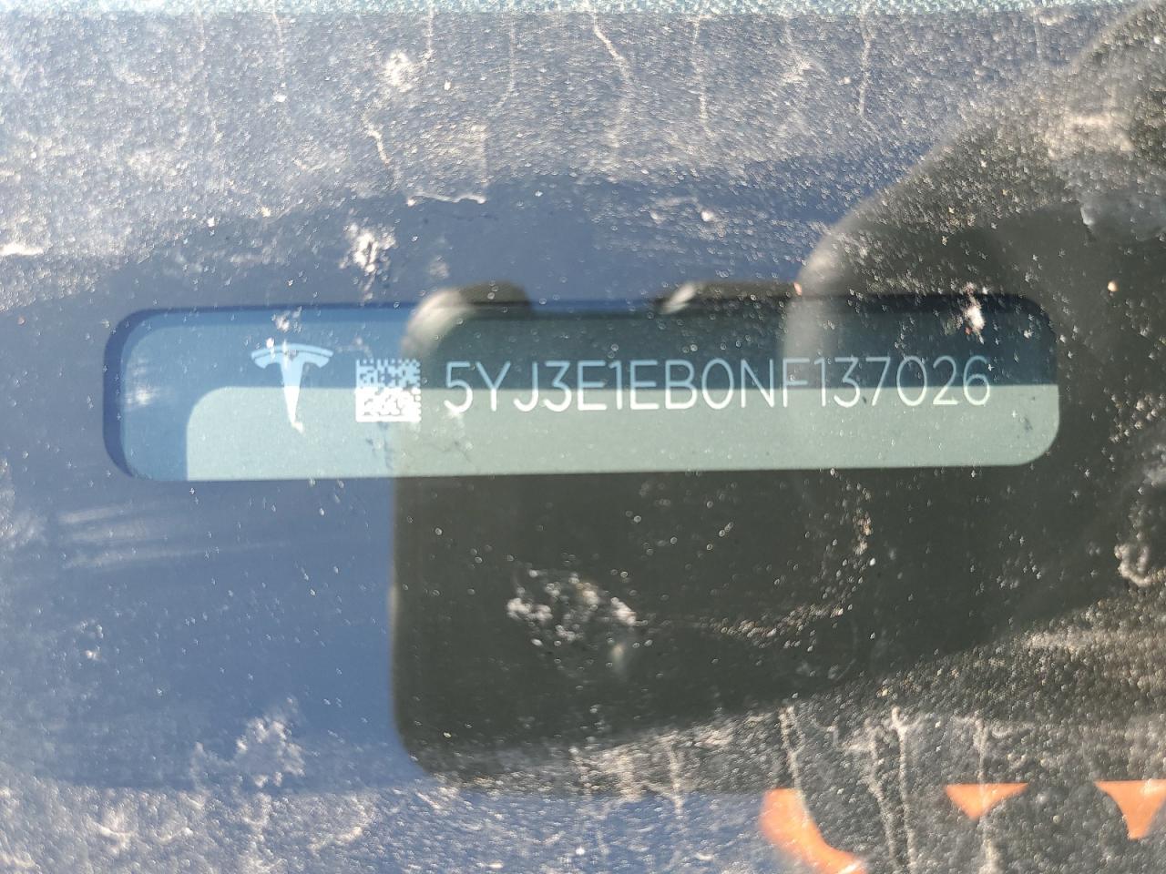 2022 TESLA MODEL 3 VIN:5YJ3E1EB0NF137026