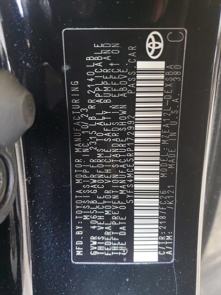 2024 TOYOTA COROLLA SE VIN:5YFS4MCE5RP172992