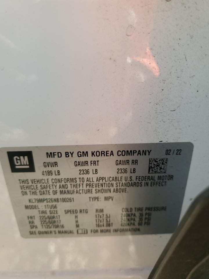 2022 CHEVROLET TRAILBLAZER LT VIN:KL79MPS26NB100261