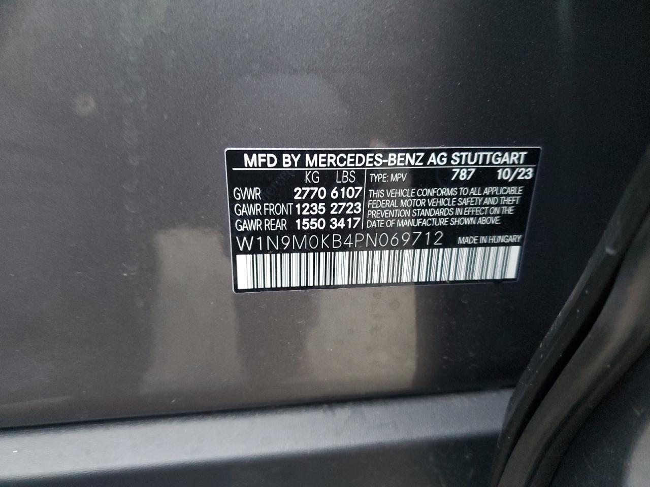 2023 MERCEDES-BENZ EQB 300 4MATIC VIN:W1N9M0KB4PN069712