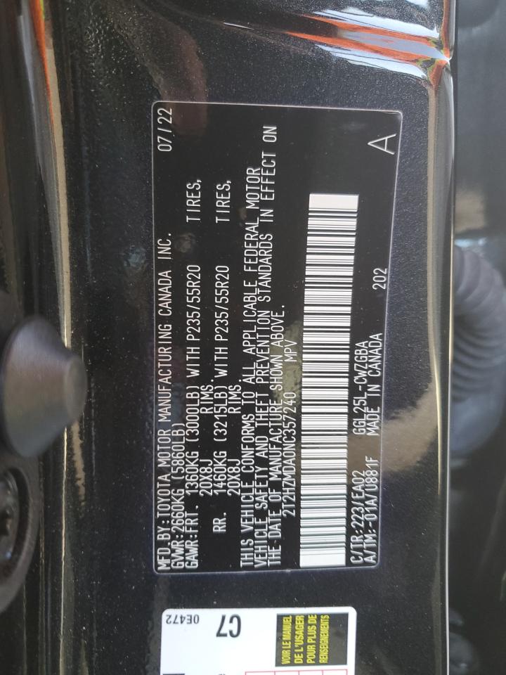 2022 LEXUS RX 350 VIN:2T2HZMDA0NC357240
