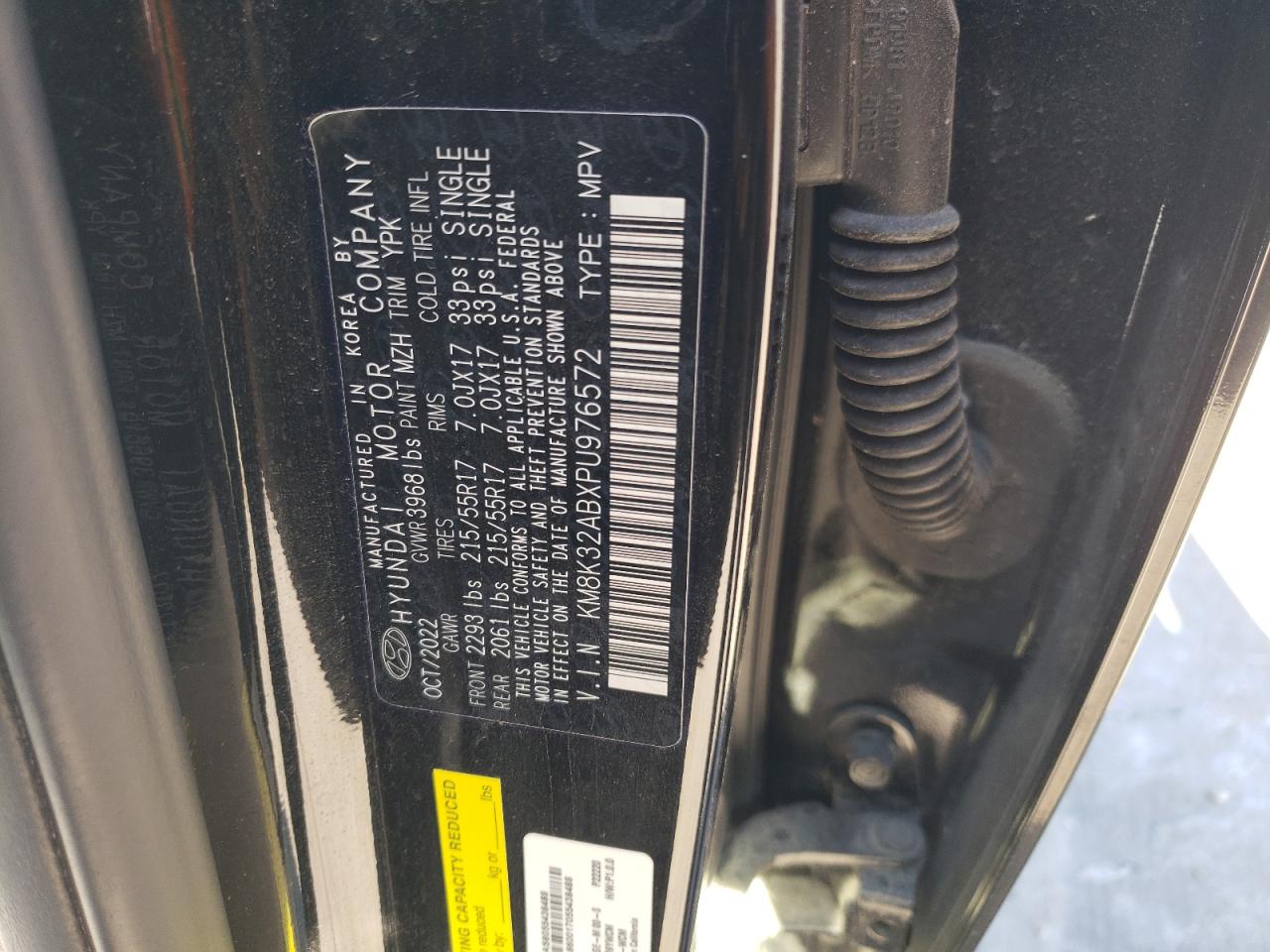 2023 HYUNDAI KONA SEL VIN:KM8K32ABXPU976572