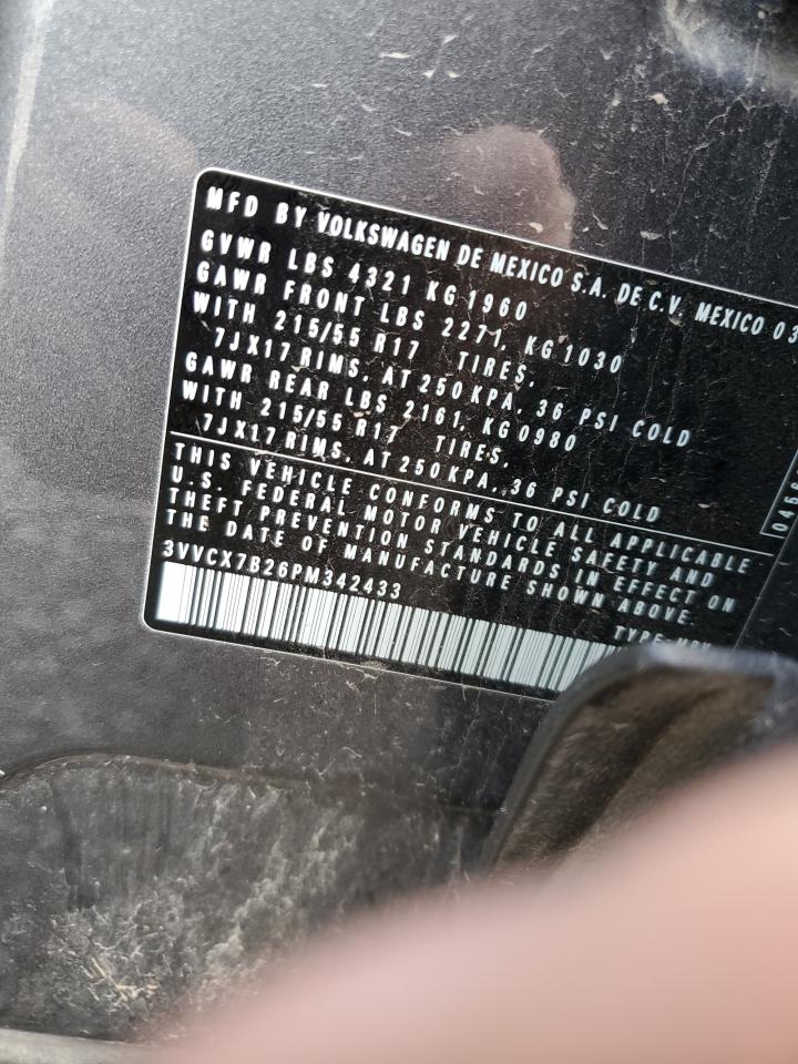 2023 VOLKSWAGEN TAOS S VIN:3VVCX7B26PM342433
