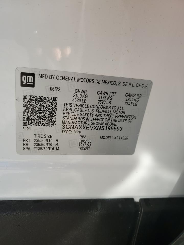 2022 CHEVROLET EQUINOX PREMIER VIN:3GNAXXEVXNS195593