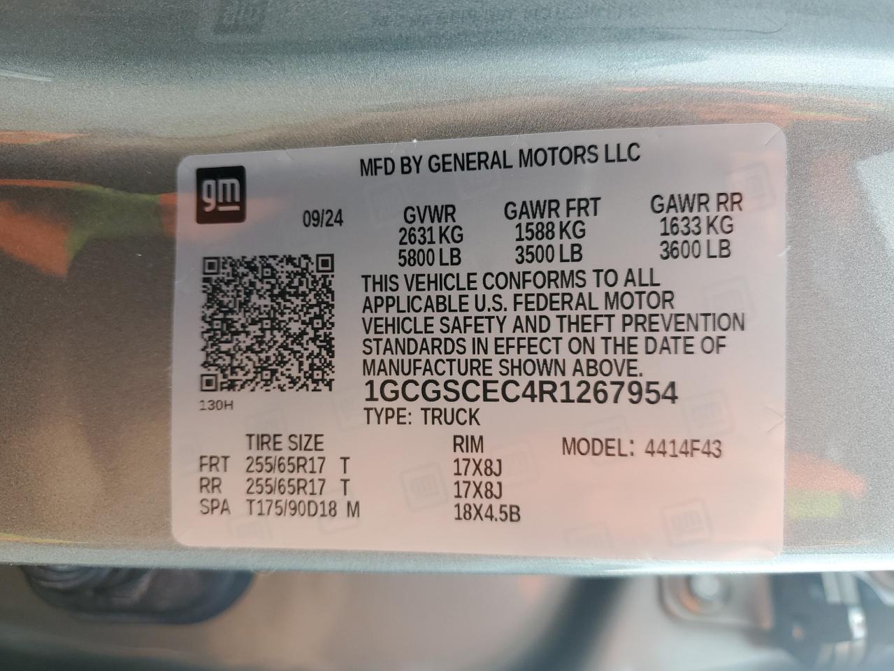 2024 CHEVROLET COLORADO LT VIN:1GCGSCEC4R1267954