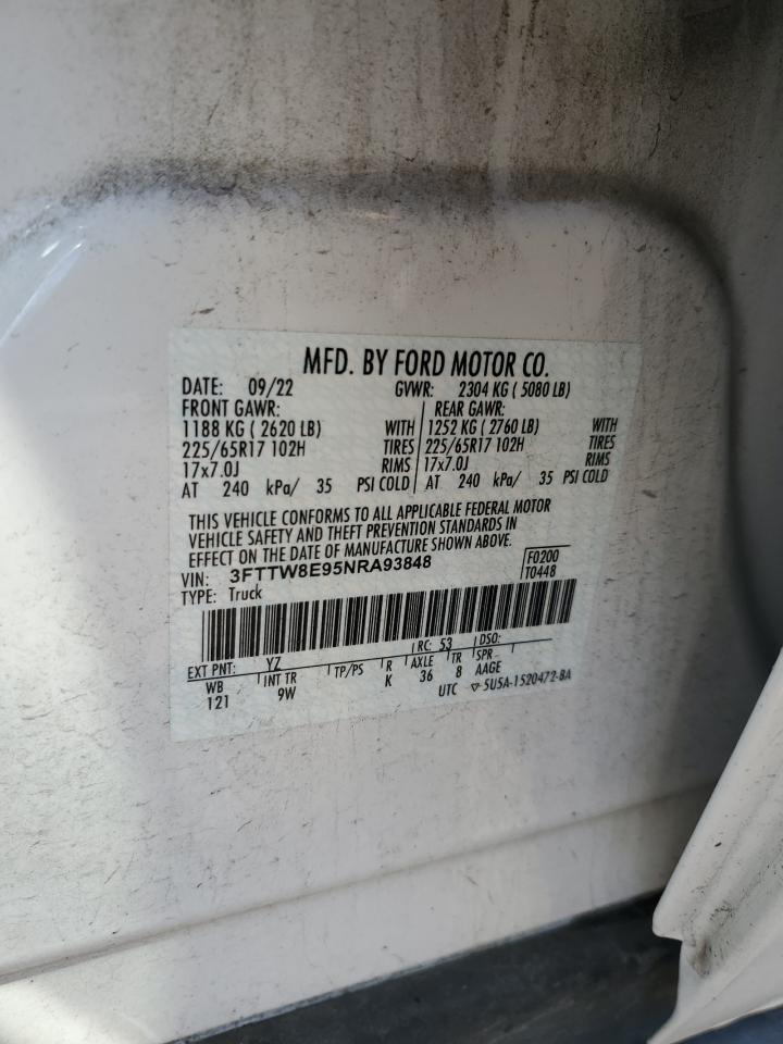 2022 FORD MAVERICK XL VIN:3FTTW8E95NRA93848