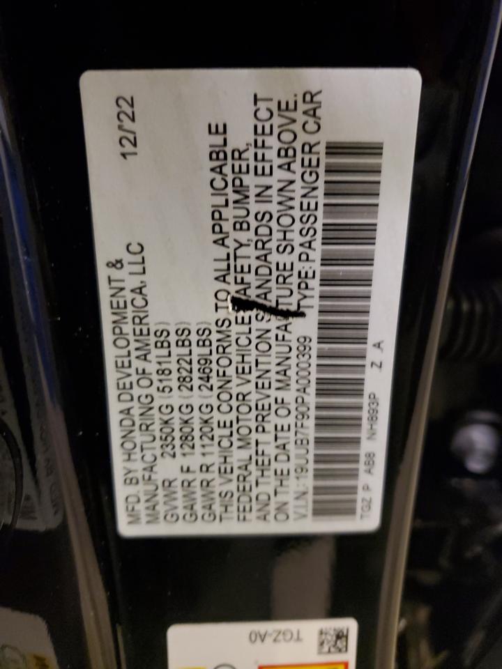 2023 ACURA TLX TYPE S VIN:19UUB7F90PA000399
