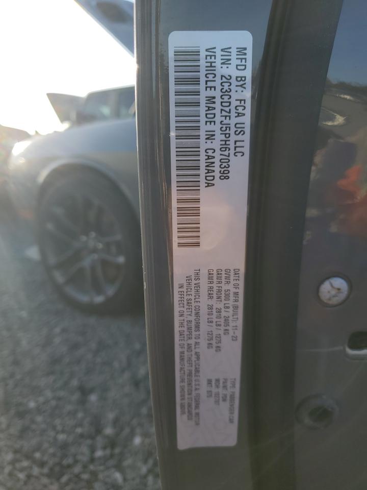 2023 DODGE CHALLENGER R/T SCAT PACK VIN:2C3CDZFJ5PH670398