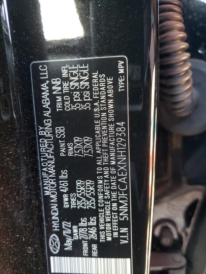 2022 HYUNDAI TUCSON SEL VIN:5NMJFCAEXNH129384