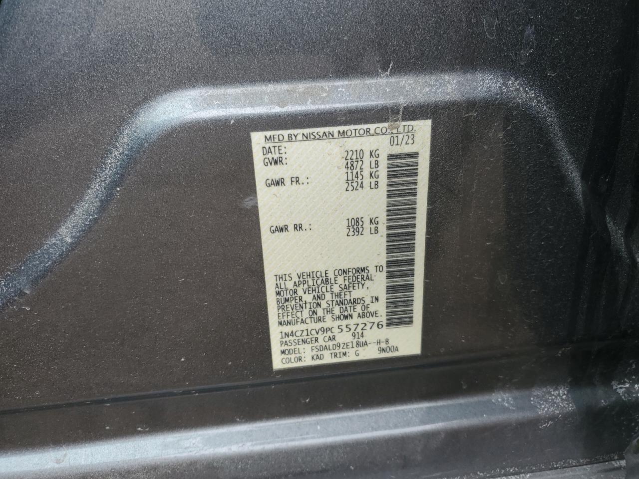 2023 NISSAN LEAF SV PLUS VIN:1N4CZ1CV9PC557276