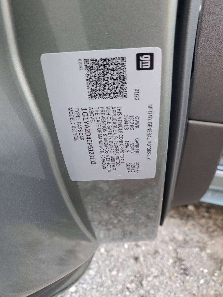 2023 CHEVROLET CORVETTE STINGRAY 1LT VIN:1G1YA2D40P5123103