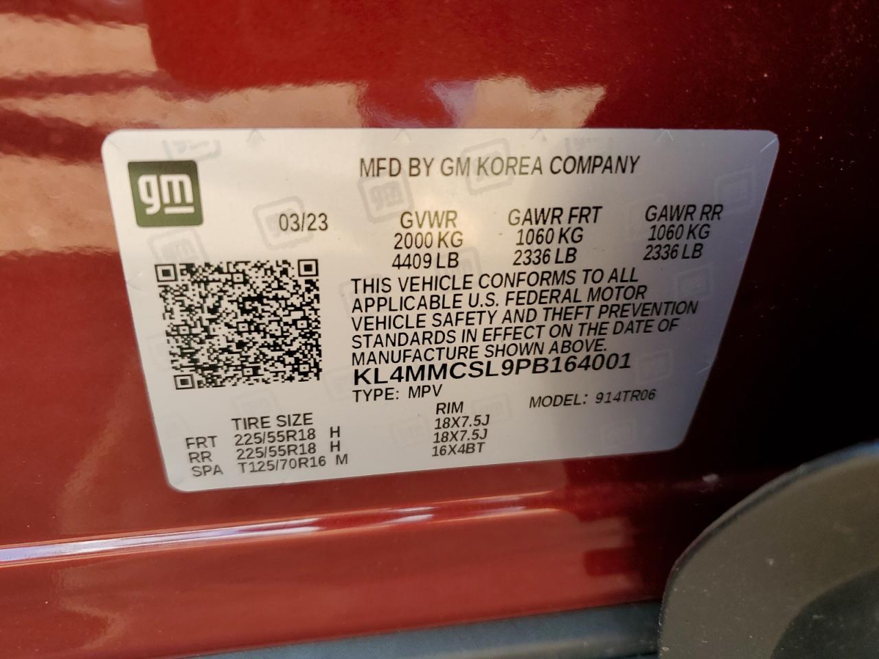 2023 BUICK ENCORE GX PREFERRED VIN:KL4MMCSL9PB164001