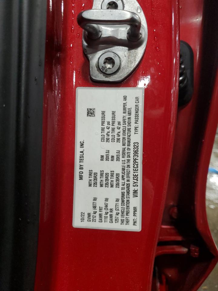 2023 TESLA MODEL 3 VIN:5YJ3E1EC2PF396323